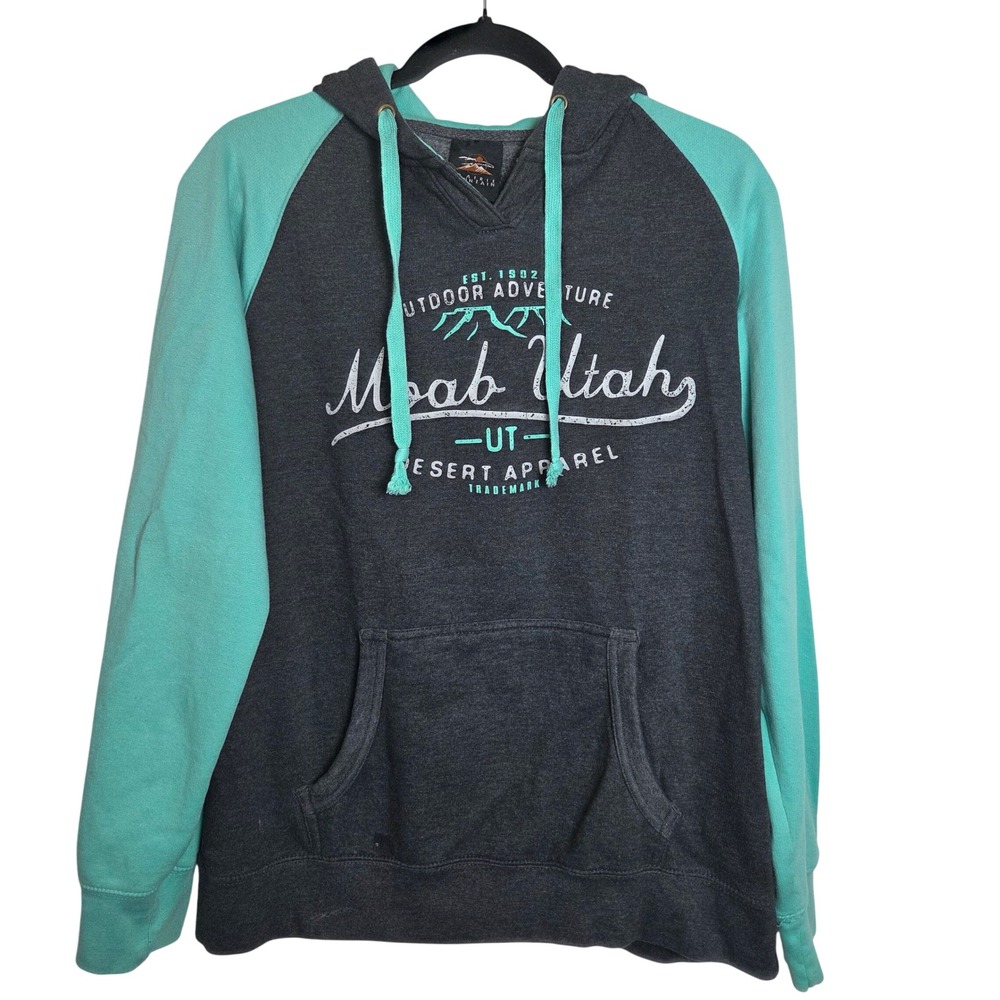 Prairie Mountain Moab Utah Graphic Hoodie Pullover Raglan‎ Fleece Large